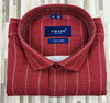 Craze Pure Linen Men’s Shirt – Red with White Vertical Stripes