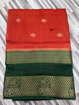 HelloElegant Floral Butta Saree with Contrast Zari Border – Multiple Colors