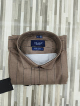 Men's Pure Linen Shirt – Beige with Black Stripes