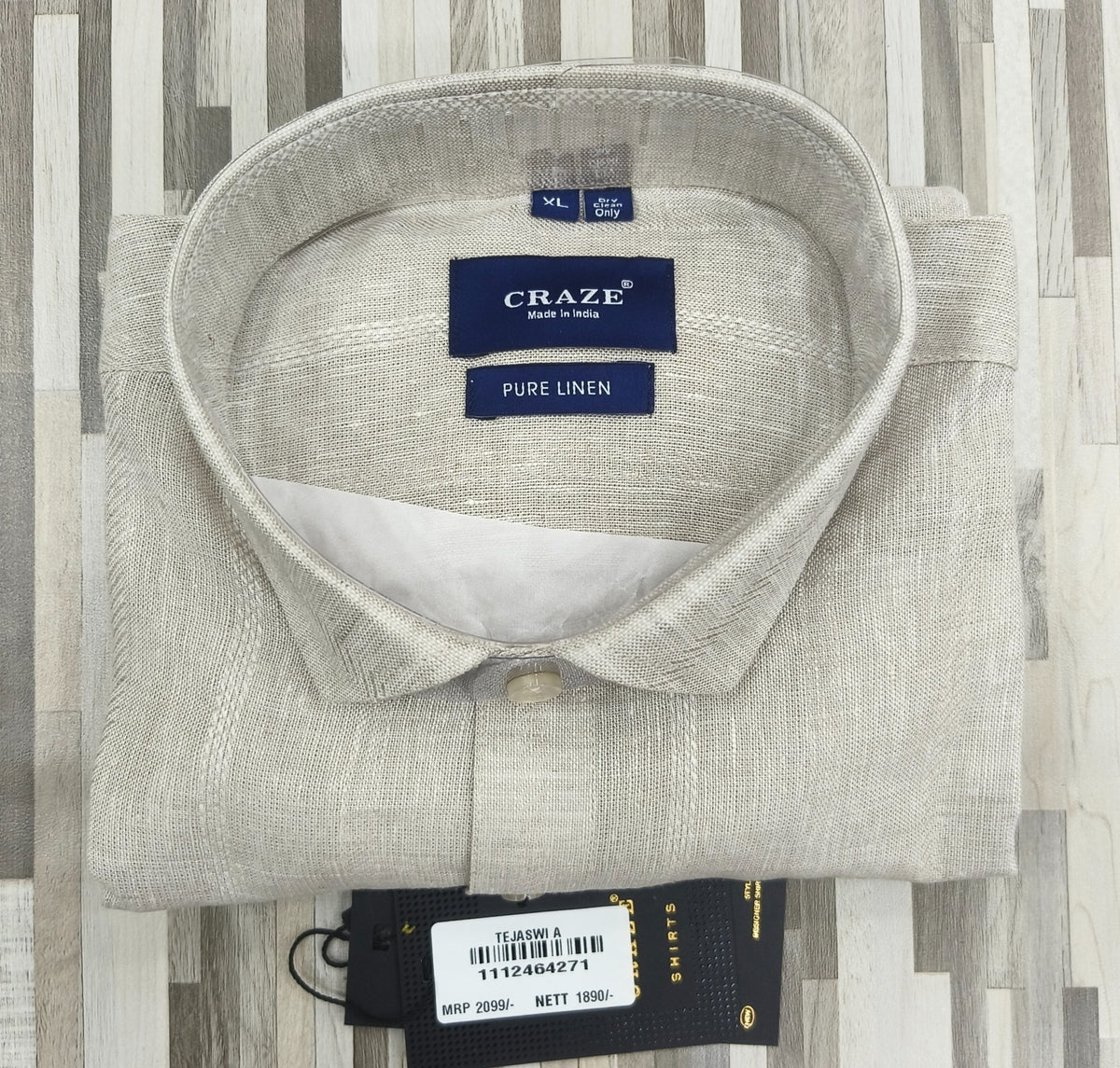 Craze Pure Linen Men’s Shirt – Natural Beige | Full Sleeve Casual Shirt
