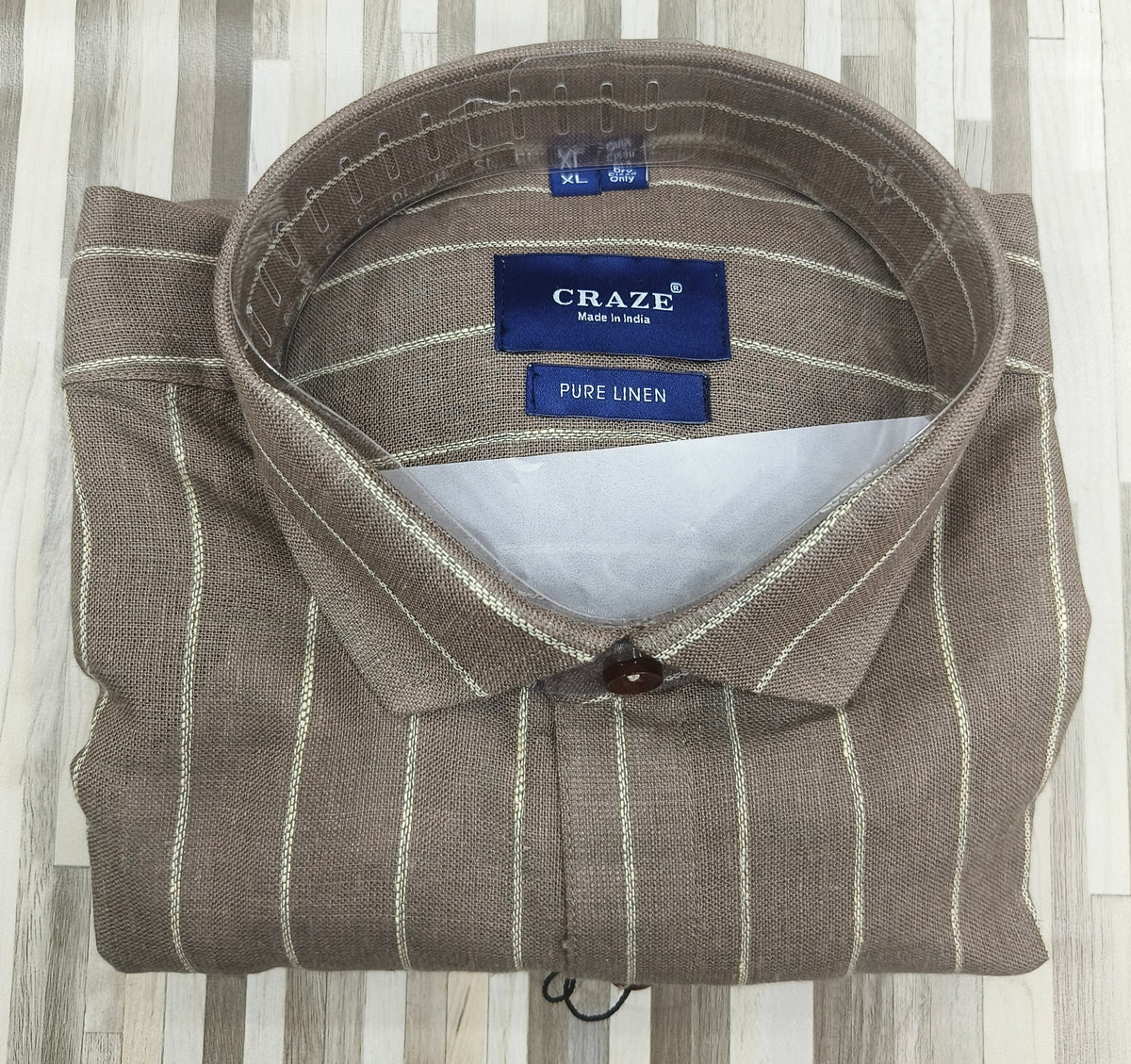 Craze Pure Linen Striped Shirt for Men – Brown & Beige