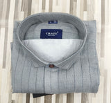 Craze Pure Linen Men’s Shirt – Grey with Black Vertical Stripes