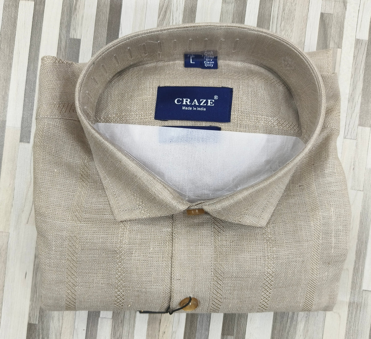 Craze Pure Linen Men’s Shirt – Beige | Solid Casual Shirt