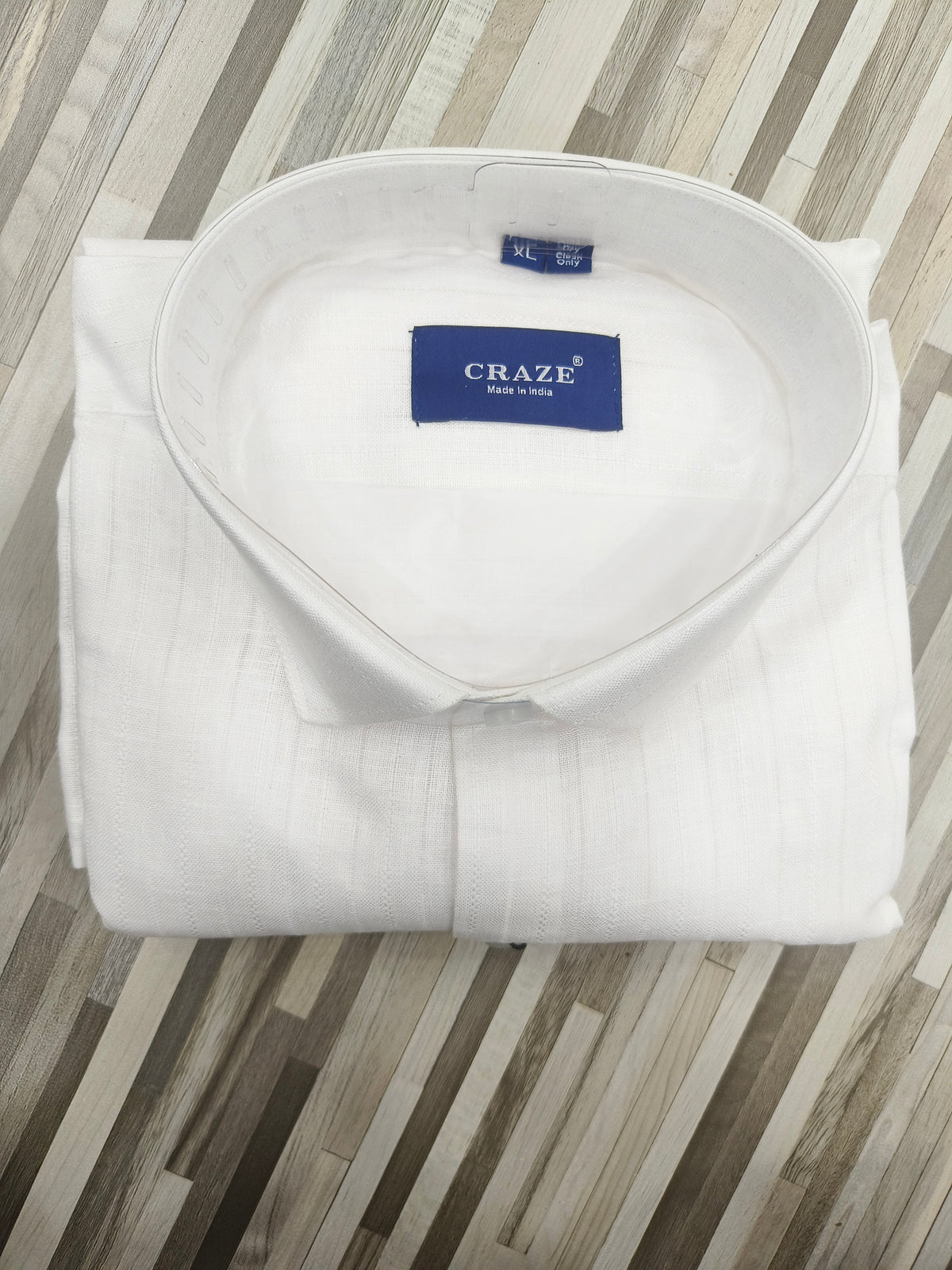 Craze Pure Linen Men’s Shirt – White | Light Self Design