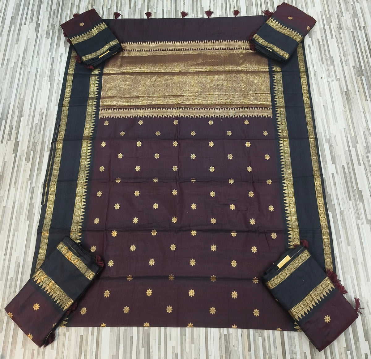 Wine & Black Designer Zari Saree – Traditional Collection