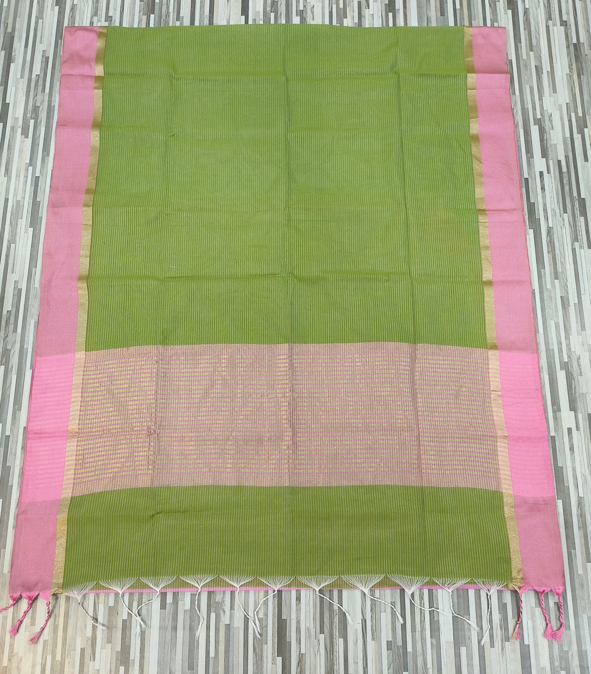 Pastel Contrast Self-Stripe Sarees