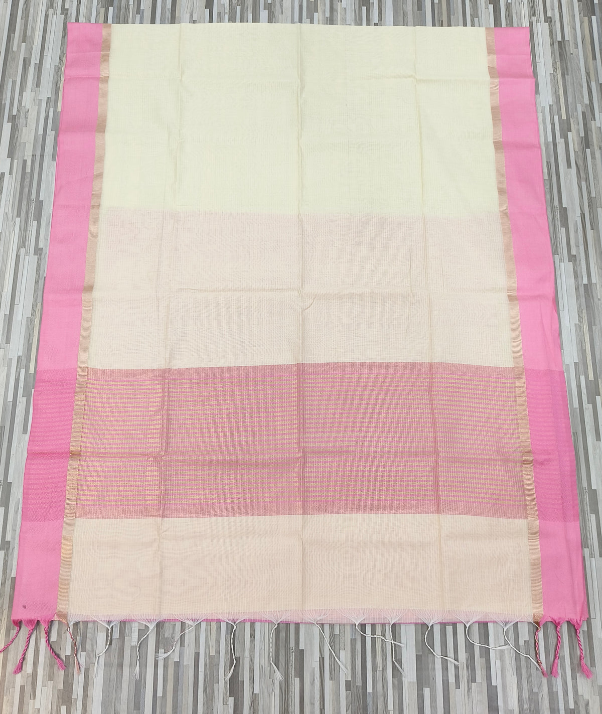 Pastel Contrast Self-Stripe Sarees