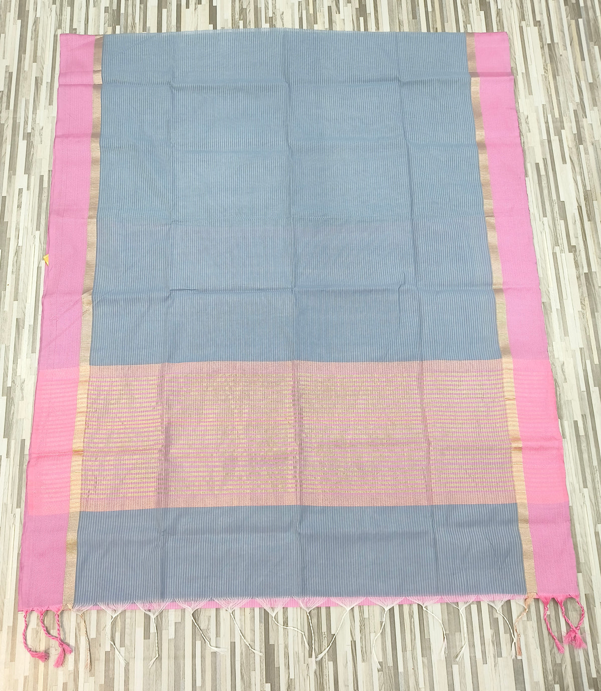 Pastel Contrast Self-Stripe Sarees