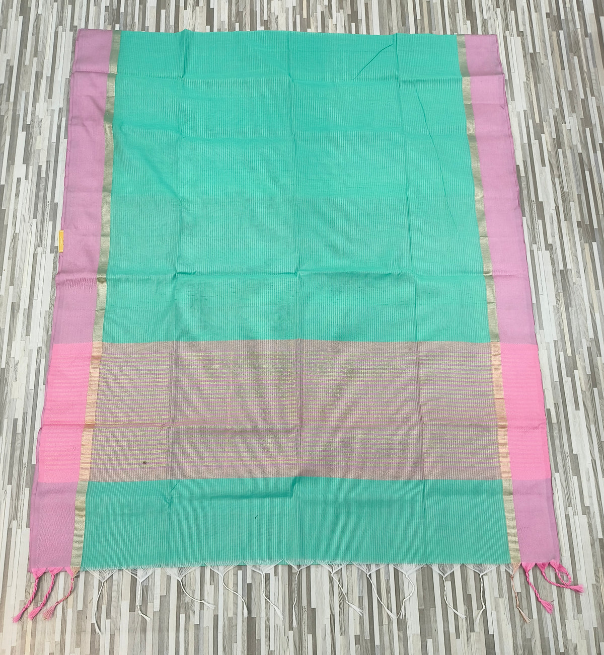 Pastel Contrast Self-Stripe Sarees