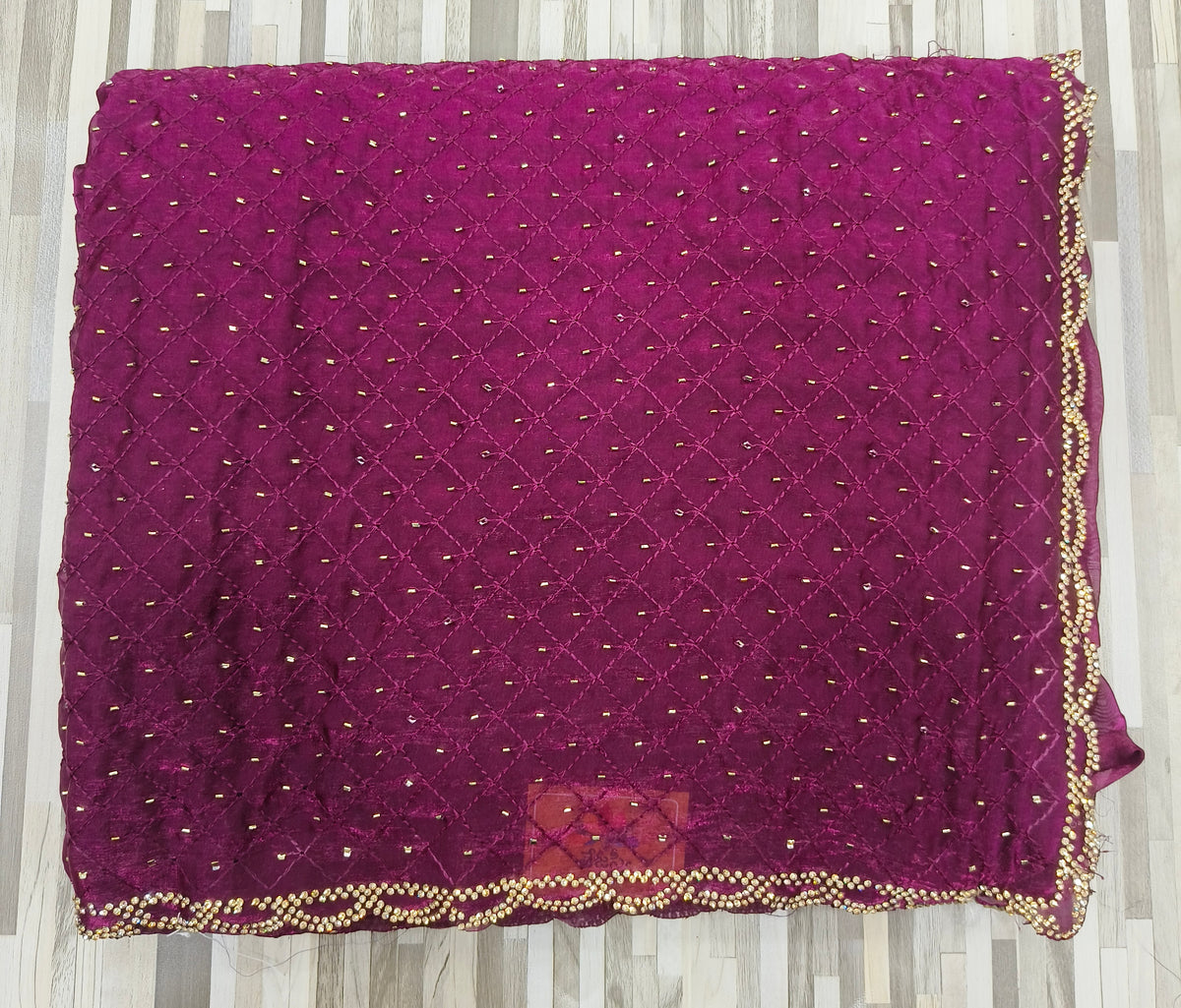 Designer Embroidered Saree Collection – Diamond Pattern with Zari Border