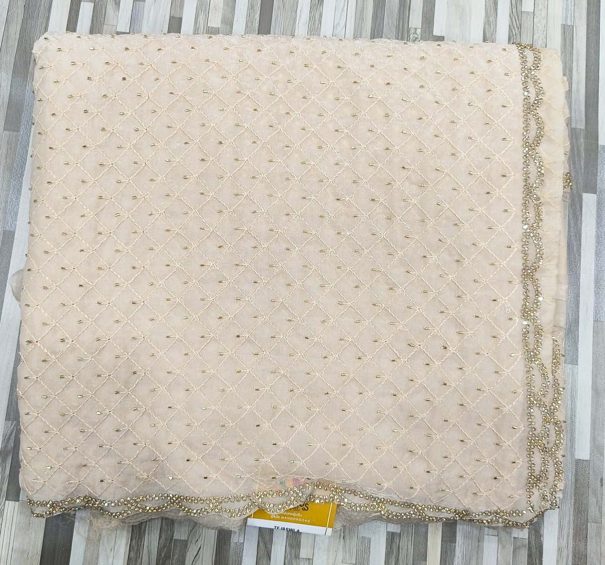 Designer Embroidered Saree Collection – Diamond Pattern with Zari Border