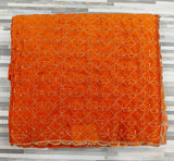 Designer Fendy Chiffon Saree – Geometric Sequin Embroidery with Scalloped Border