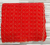Designer Fendy Chiffon Saree – Geometric Sequin Embroidery with Scalloped Border