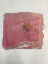 Designer Embroidered Silk-Look Fabric – Floral Work & Border