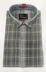 Pan America Legend Men’s Cotton Check Shirt – Grey & Black Plaid