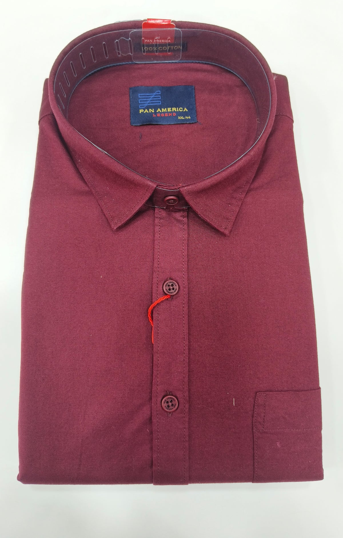 Pan America Legend Men’s 100% Cotton Solid Shirt – Maroon