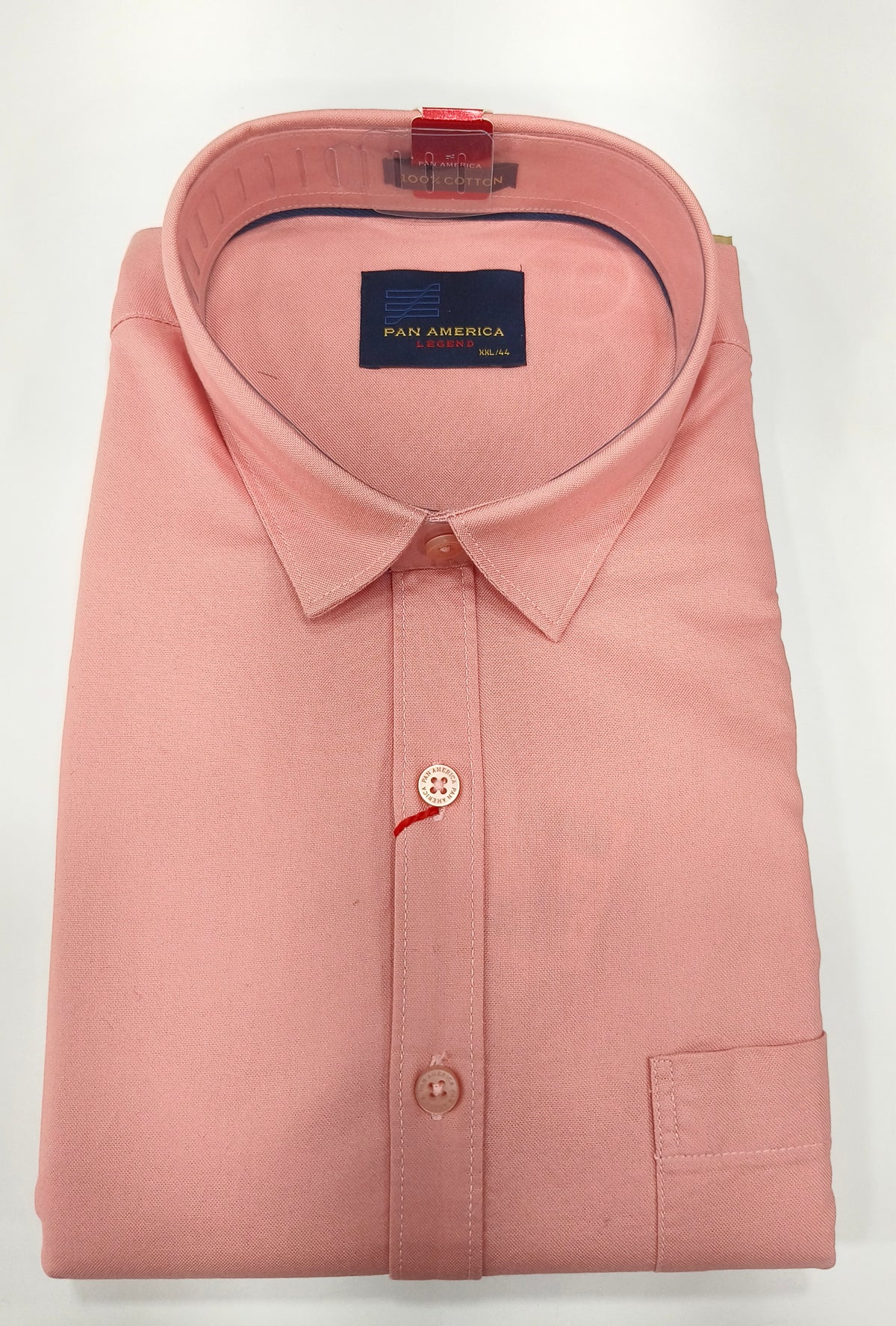 Pan America Legend Men’s 100% Cotton Solid Shirt – Peach Pink