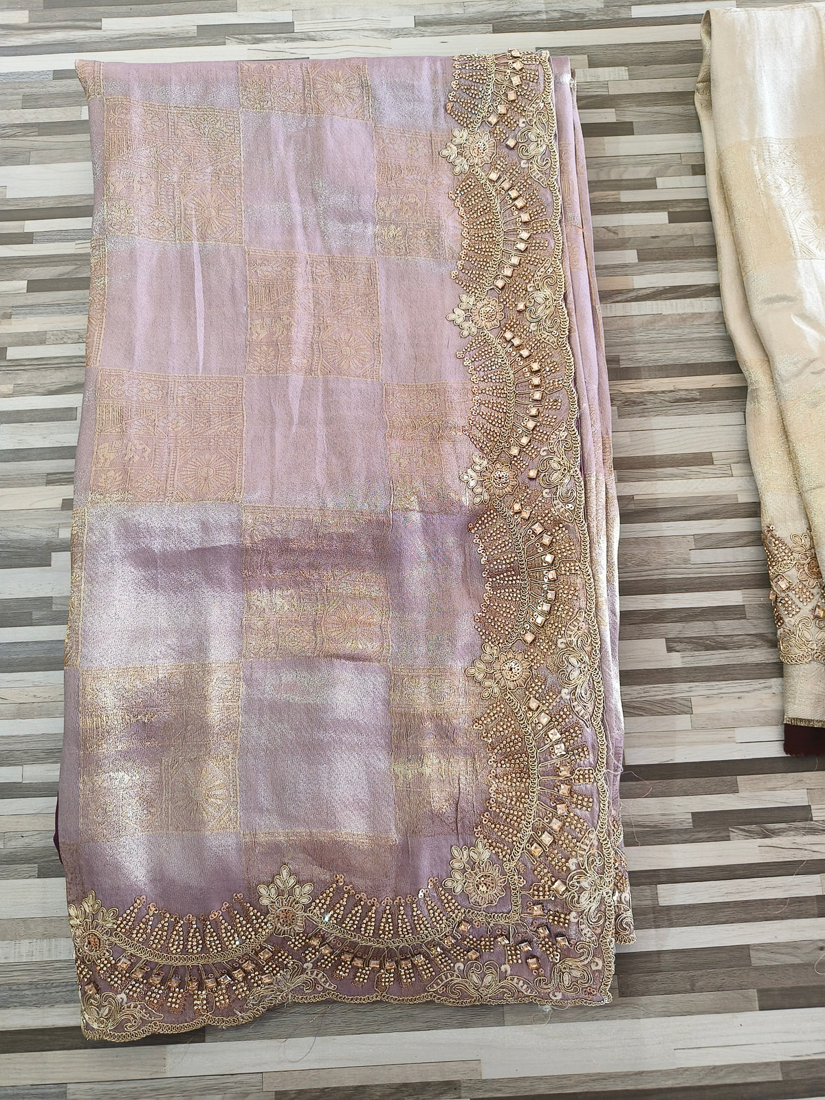 Premium Designer Embroidered Fabric with Heavy Sequin Border