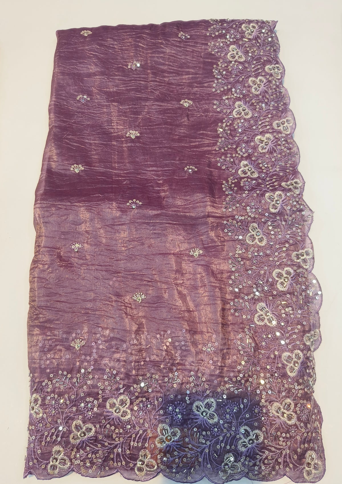 Designer Embroidered Sequins Fabric – Festive & Party Wear