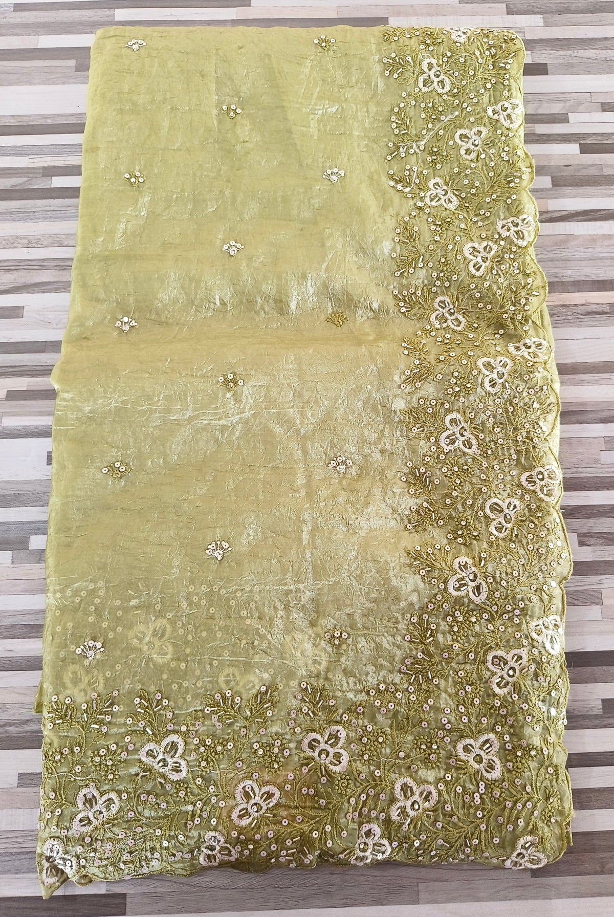 Designer Embroidered Sequins Fabric – Festive & Party Wear