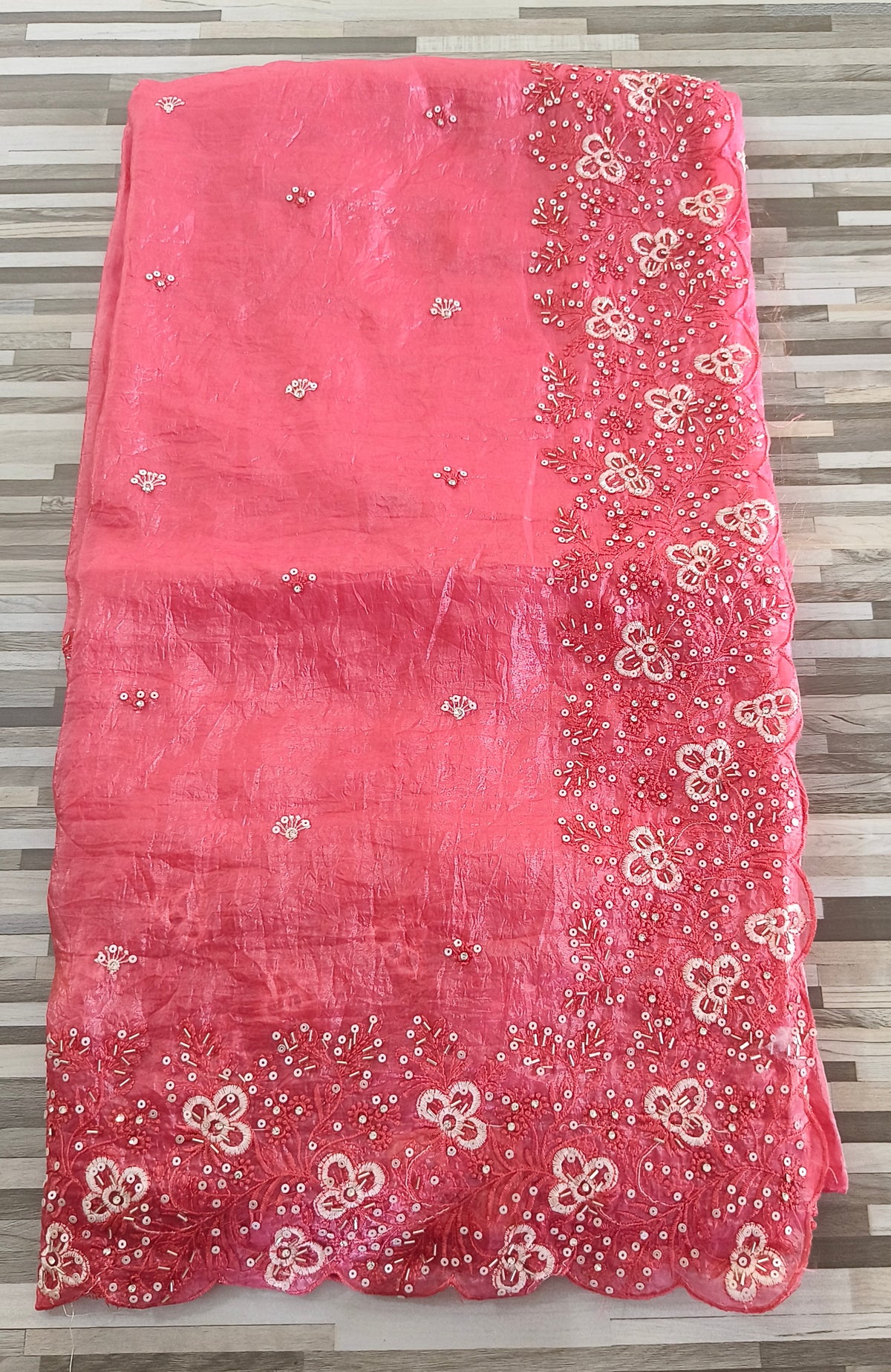 Designer Embroidered Sequins Fabric – Festive & Party Wear