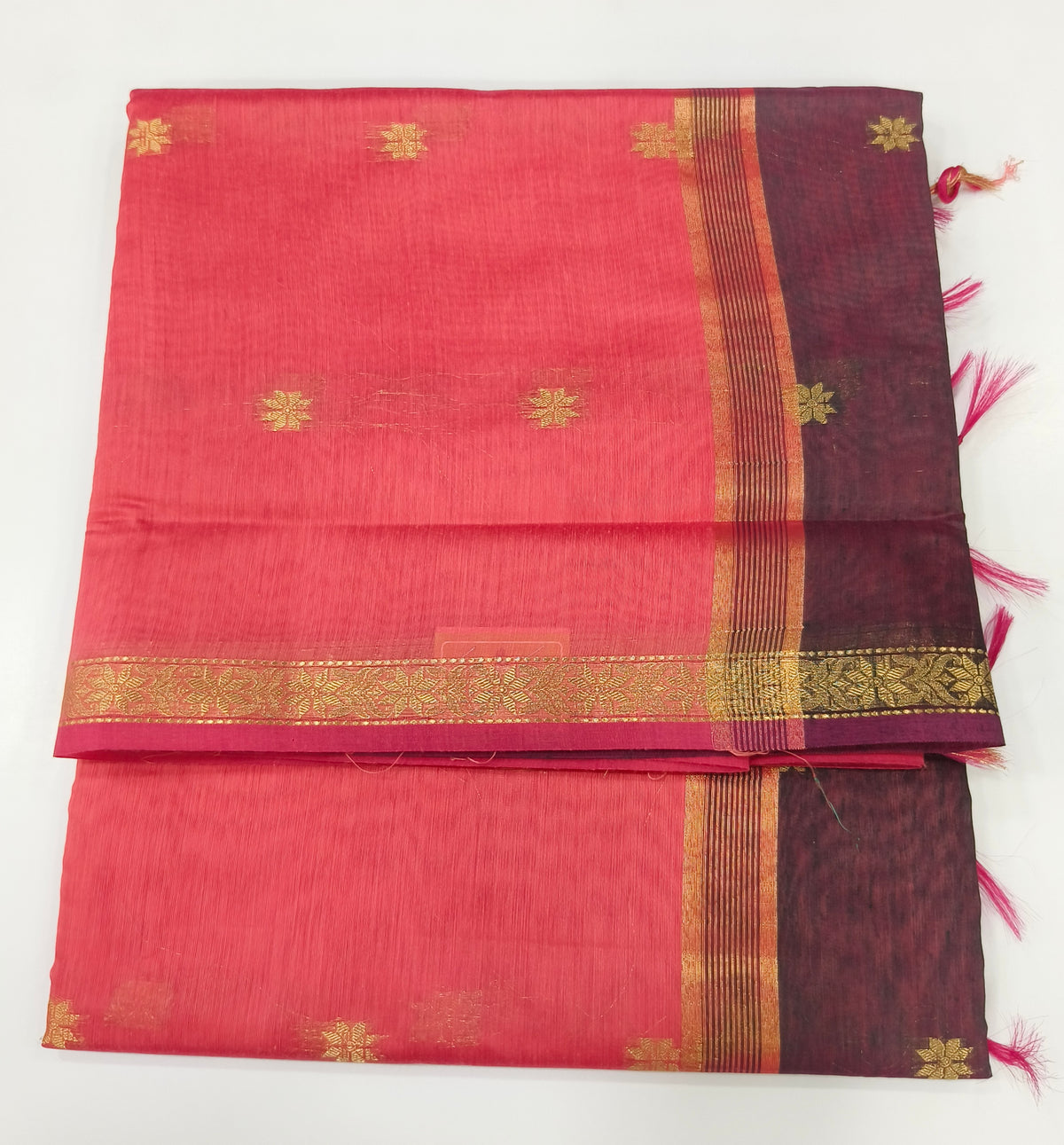 Designer Handloom-Style Saree with Woven Floral Motifs & Contrast Border