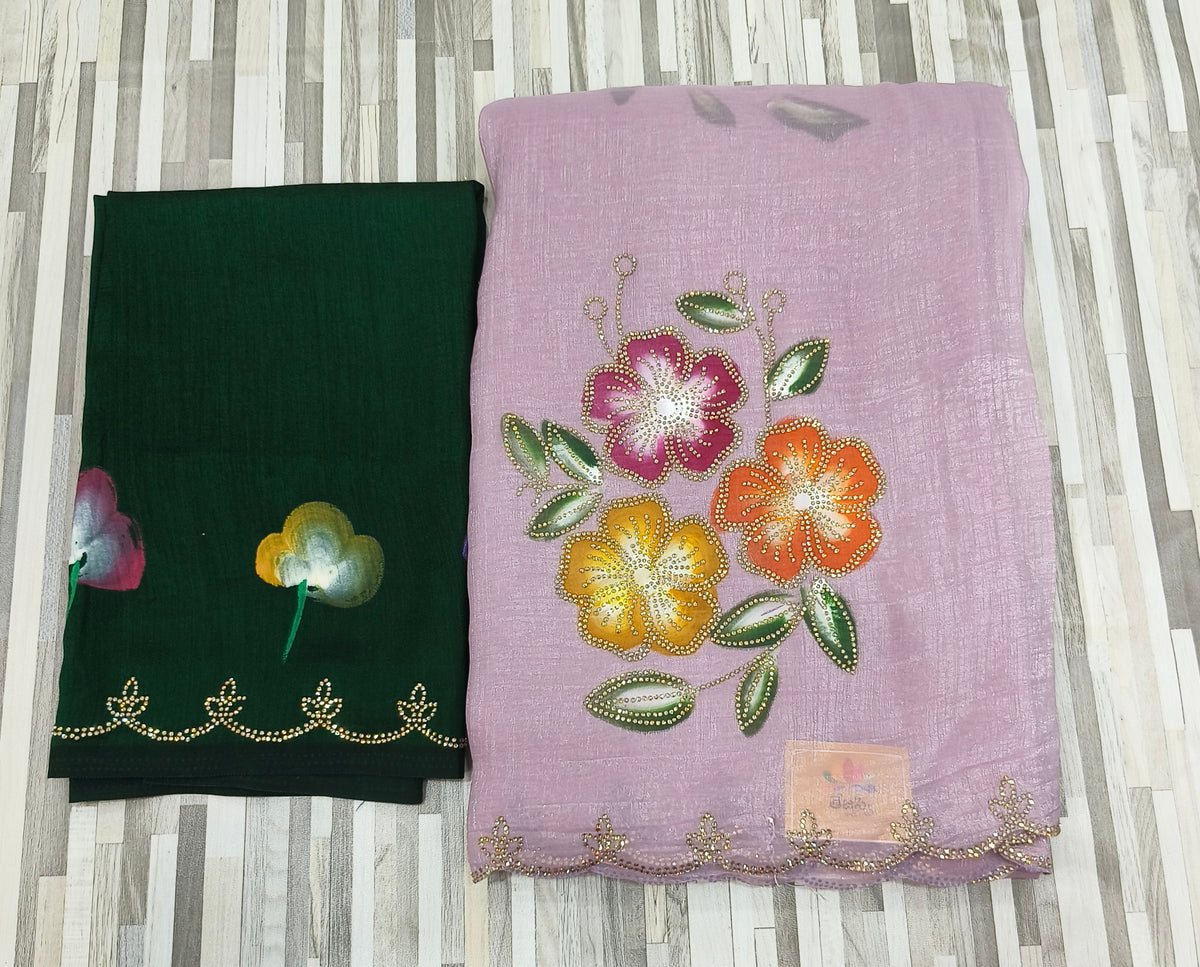 Floral Embroidered Designer Saree – Multicolor Collection