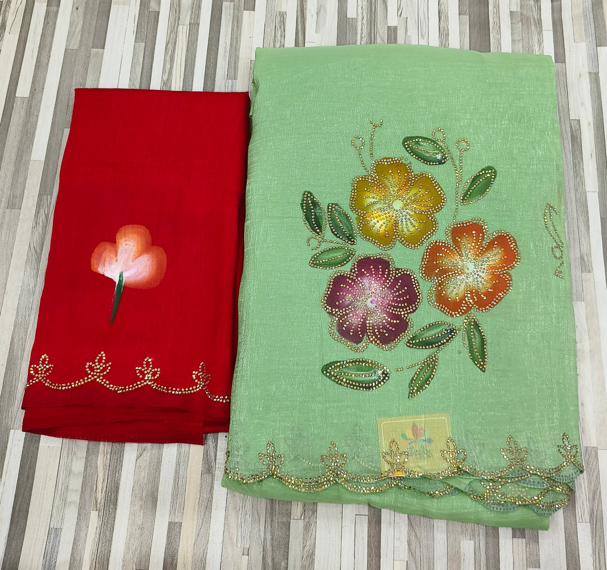 Floral Embroidered Designer Saree – Multicolor Collection