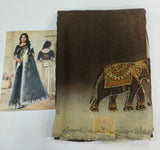 Elegant Elephant Motif Embellished Fendy Chiffon Saree
