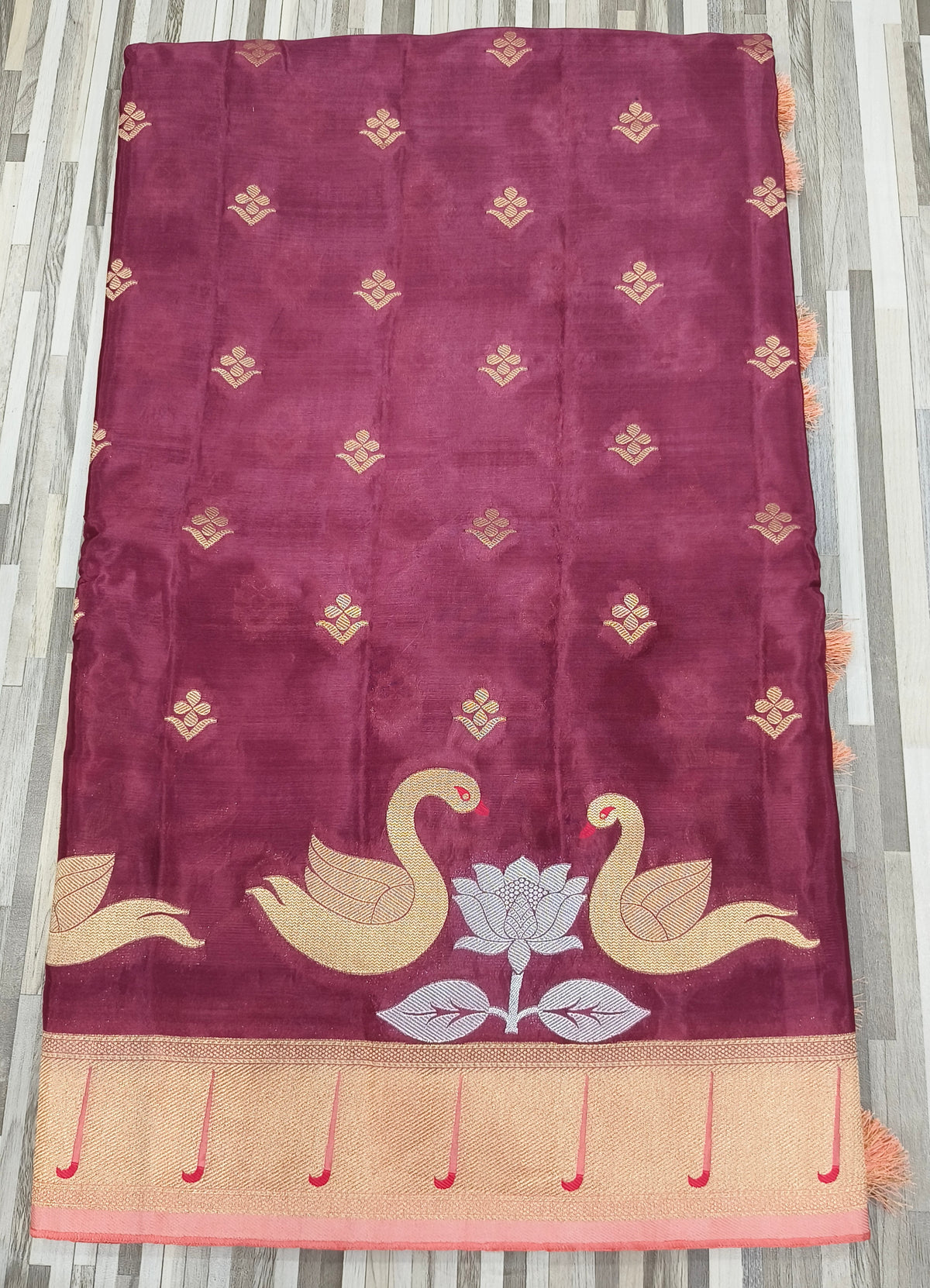 Peacock & Lotus Motif Designer Saree Collection
