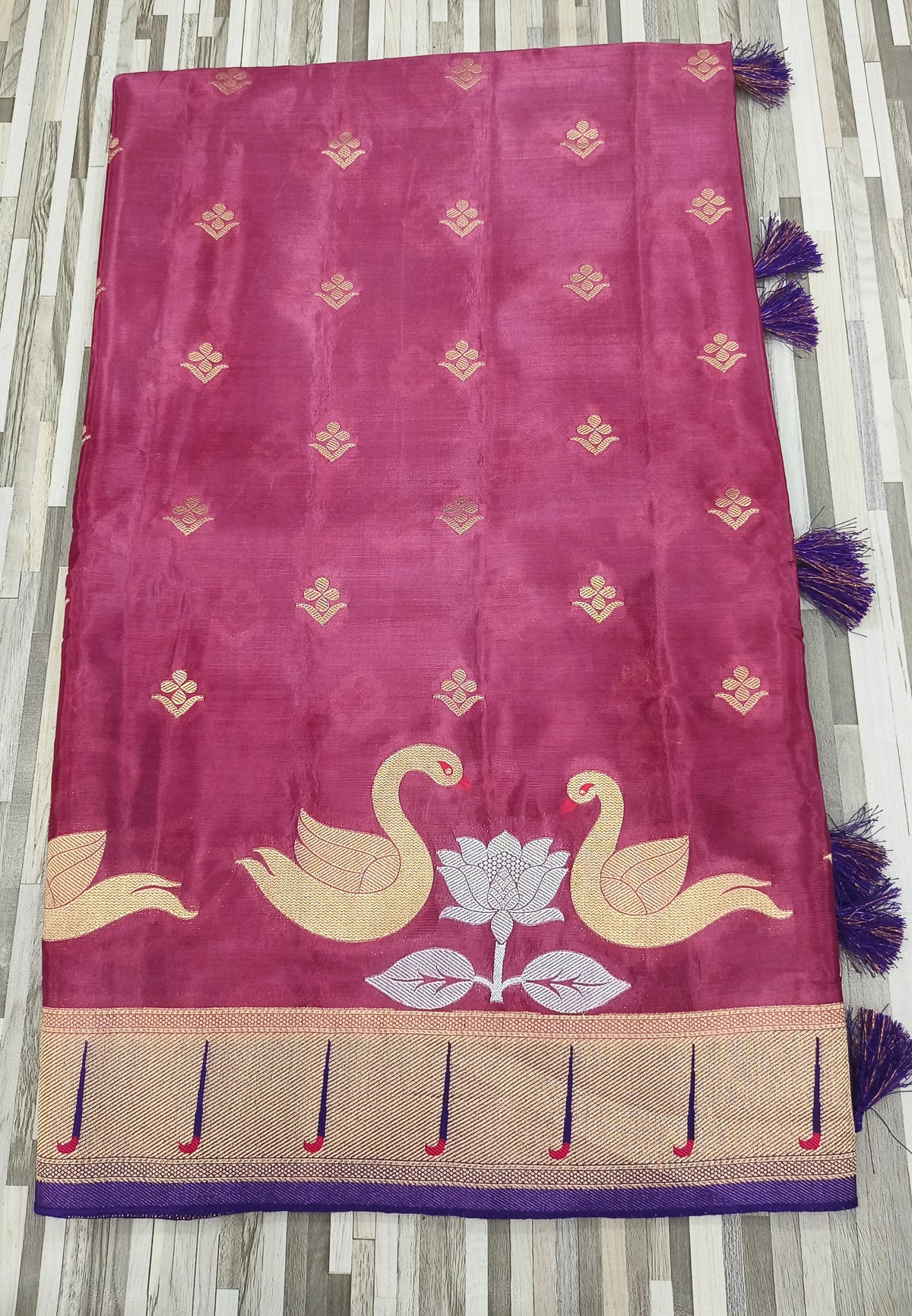 Peacock & Lotus Motif Designer Saree Collection