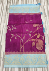 Floral Embroidery Saree with Rich Zari Border
