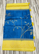 Floral Embroidery Saree with Rich Zari Border