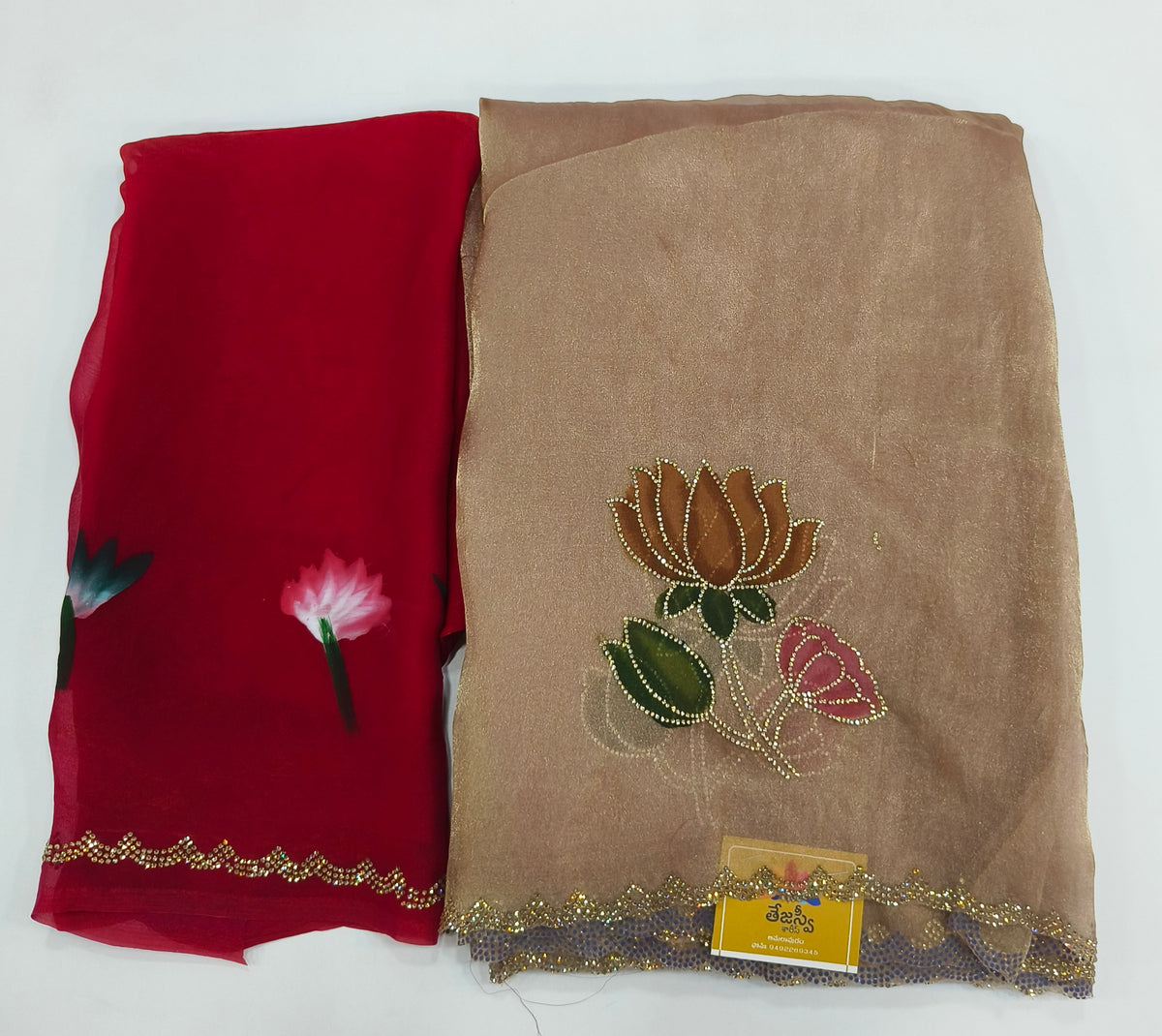 Product Title: Lotus Floral Embroidery Saree with Designer Border