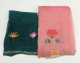 Product Title: Lotus Floral Embroidery Saree with Designer Border