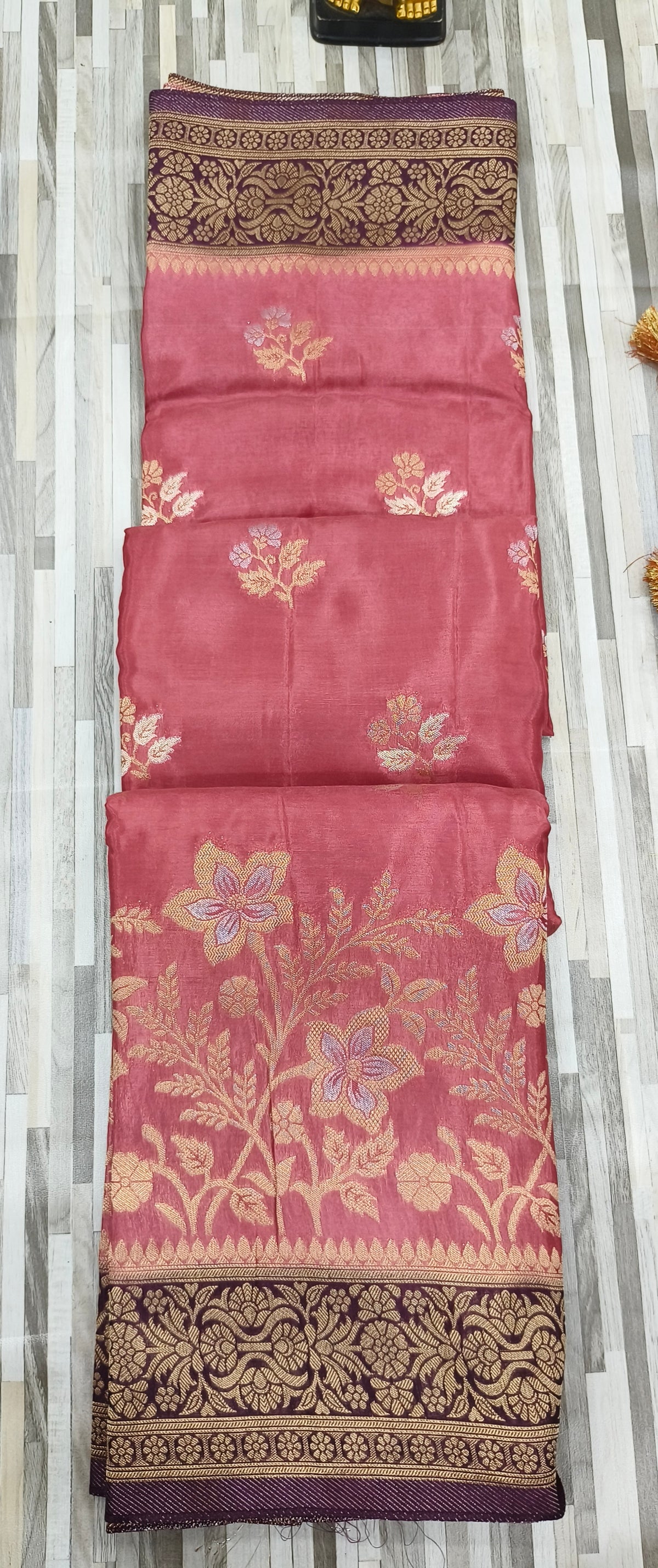 Product Title: Floral Zari Woven Silk Saree with Rich Designer Border