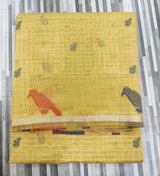 Handloom-Inspired Bird Motif Check Saree – Multicolor Collection