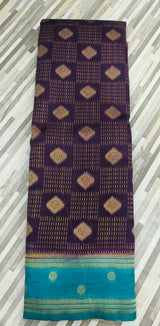 Traditional Geometric Butta Woven Saree – Contrast Border | Multiple Colors