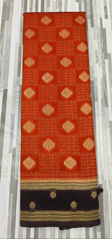 Traditional Geometric Butta Woven Saree – Contrast Border | Multiple Colors