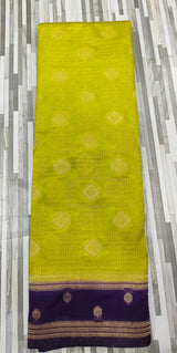 Traditional Geometric Butta Woven Saree – Contrast Border | Multiple Colors