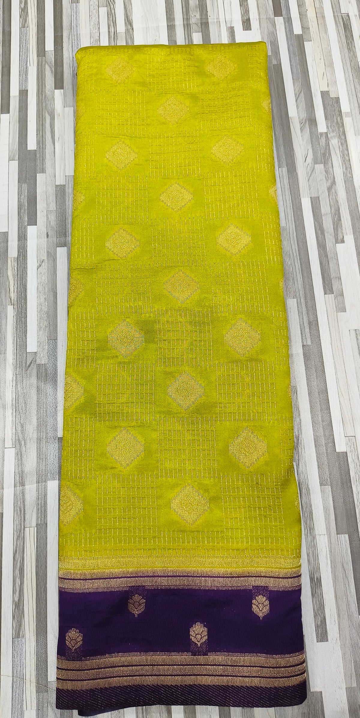 Traditional Geometric Butta Woven Saree – Contrast Border | Multiple Colors