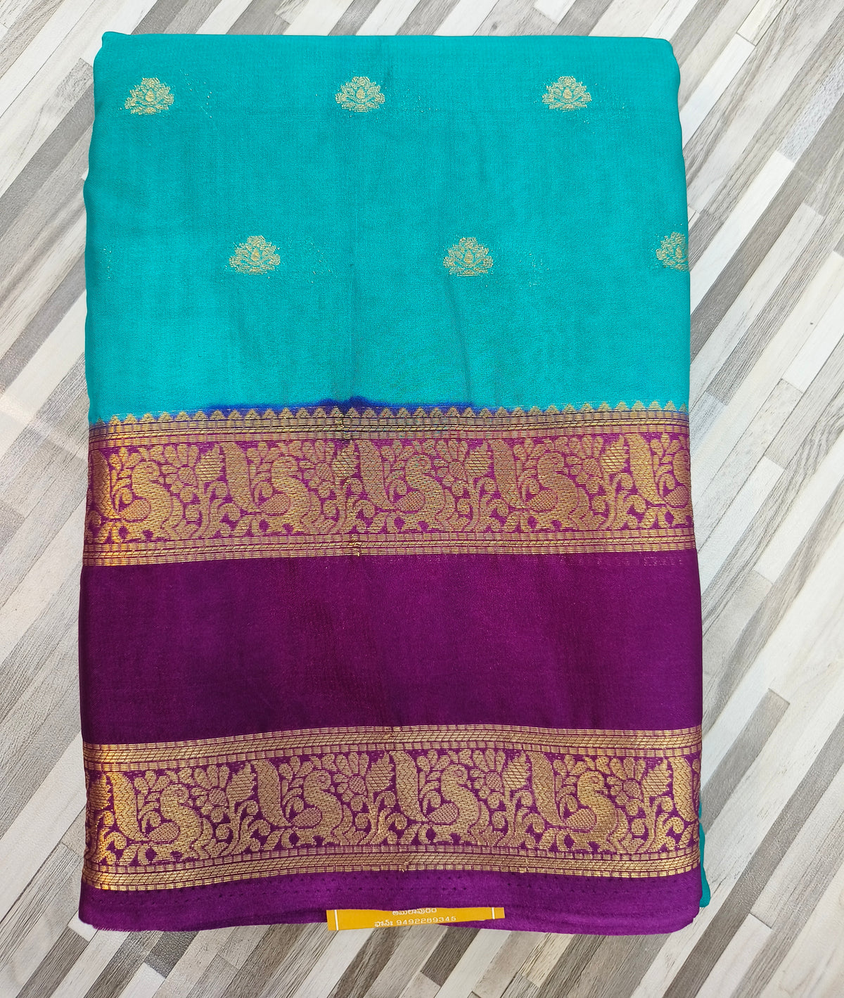 Elegant Contrast Zari Border Saree – Gold Butta Design | Multiple Colors