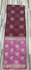 Traditional Check Woven Saree with Floral Butta & Contrast Pallu