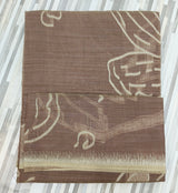 Abstract Floral Woven Saree with Artistic Leaf Motifs & Fringe Border