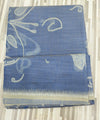 Abstract Floral Woven Saree with Artistic Leaf Motifs & Fringe Border