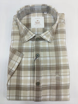 Siyaram’s Mozzo Premium Wear Men’s Slim Fit Check Shirt – Beige & Brown