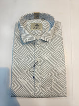 Siyaram’s Mozzo Neo Look Men’s Geometric Printed Shirt – White & Black