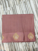 : Elegant Gold Butta Saree with Striped Design