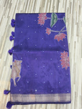 Traditional Elephant Print Saree with Contrast Border