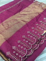 Elegant Contrast Gold Border Saree – Multiple Colors Available